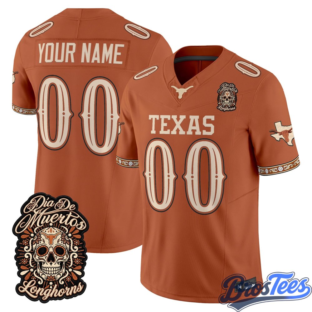 Texas Longhorns Día de los Muertos Vapor Limited Custom Jersey - Stitched