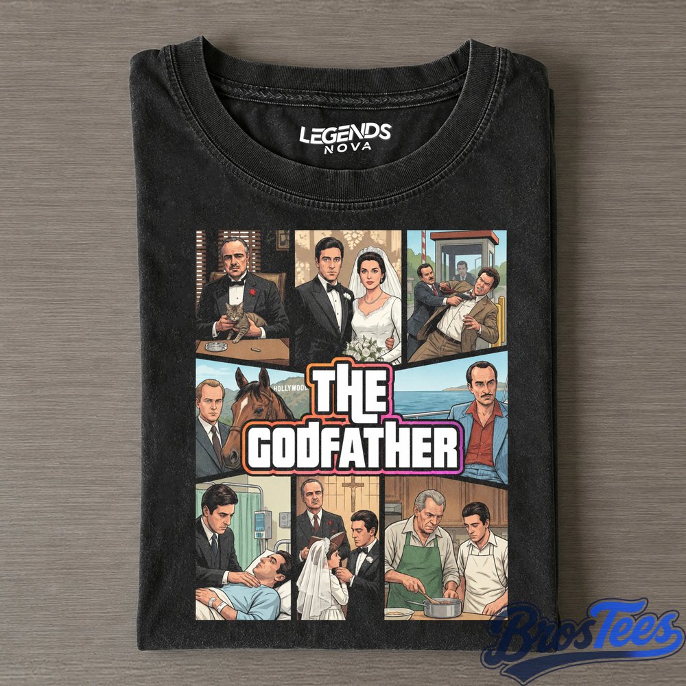 The Godfather Vito and Michael Corleone Crime Family Scene Collage Tee