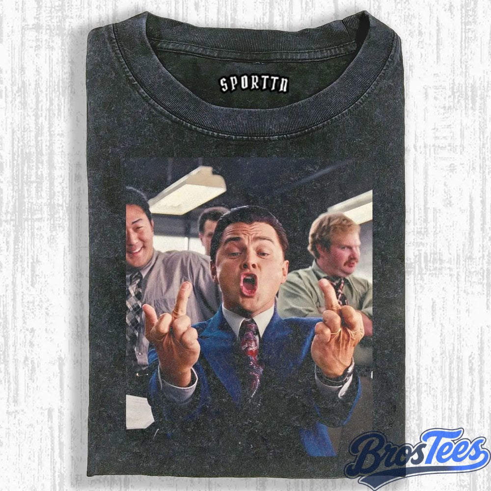 The Wolf of Wall Street Jordan Belfort Raising Both Middle Fingers Tee