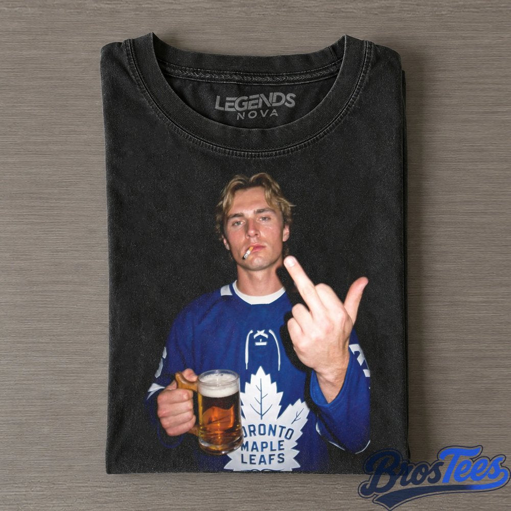 Toronto Maple Leafs CM92 Smoking Drinking Beer and Middle Finger Tee