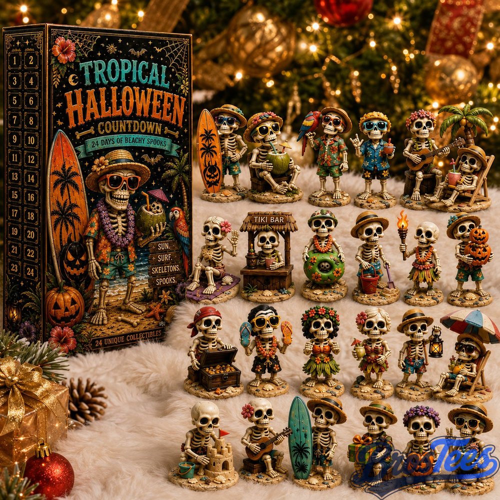 Tropical Halloween Tiki Advent Calendar 2026 - 24-Day Countdown, Acrylic Charms