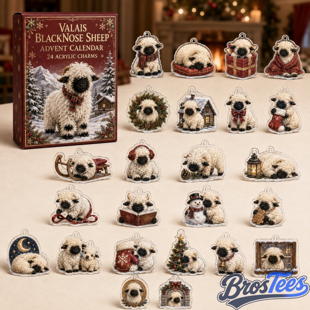 Valais Blacknose Sheep Winter Advent Calendar - 24 Acrylic Charms