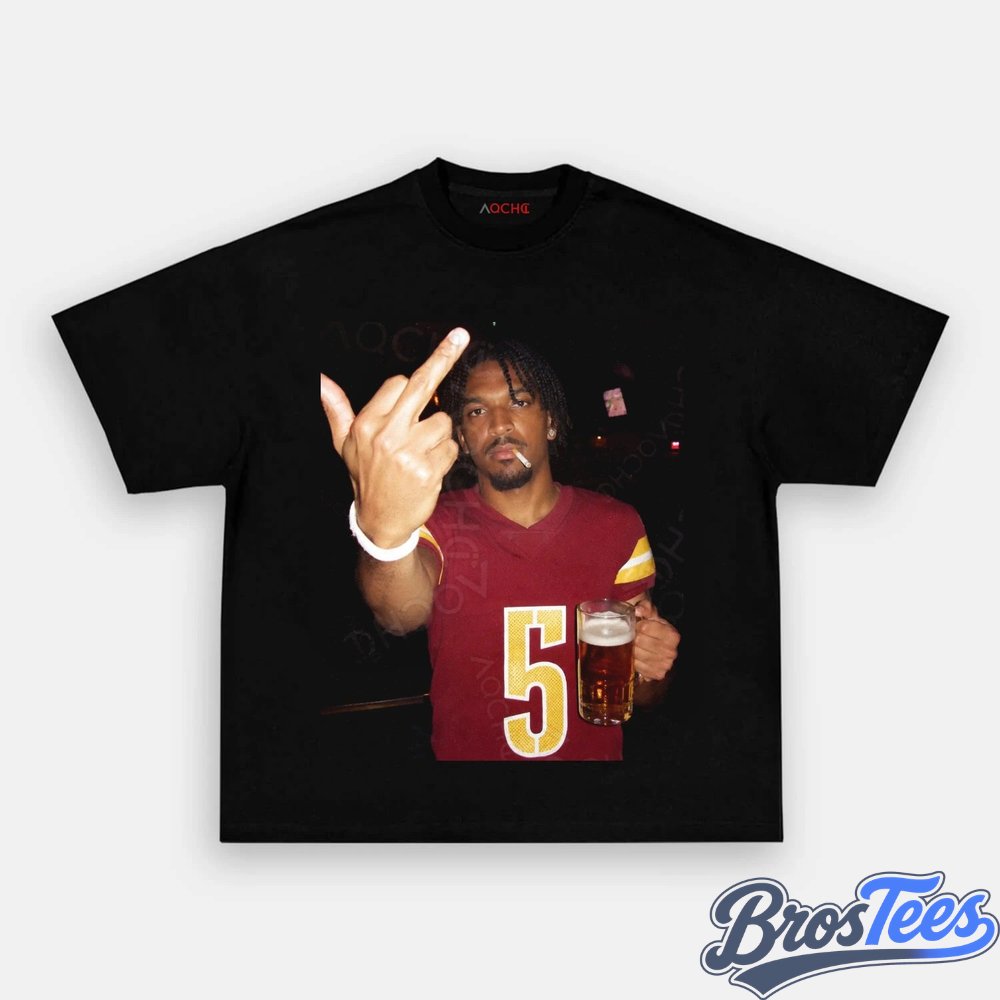 Washington Commanders Jayden Daniels Drinking & Middle Finger Tee