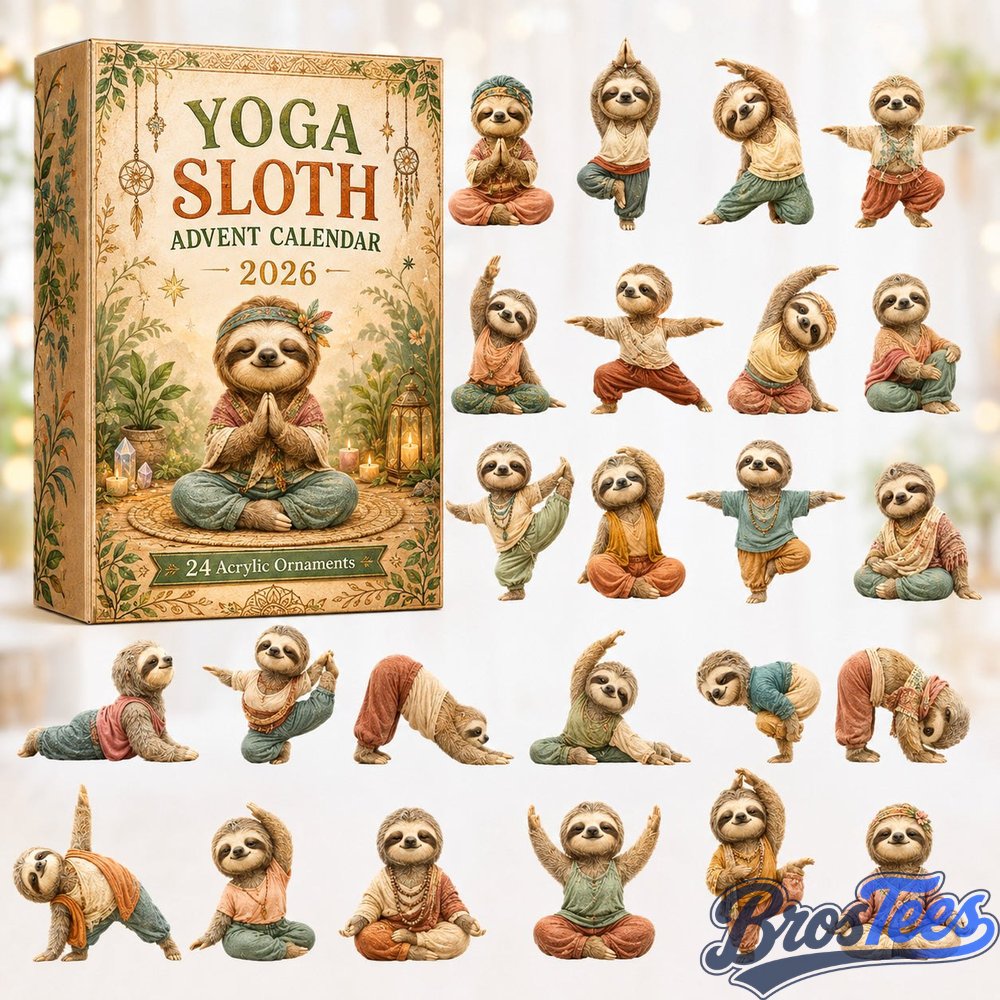 Yoga Sloth Advent Calendar 2026 - 24-Day Countdown, Acrylic Charms