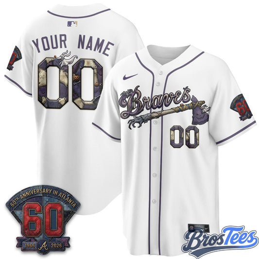 Atlanta Braves Halloween Nightmare Edition Custom Jersey - BrosTees