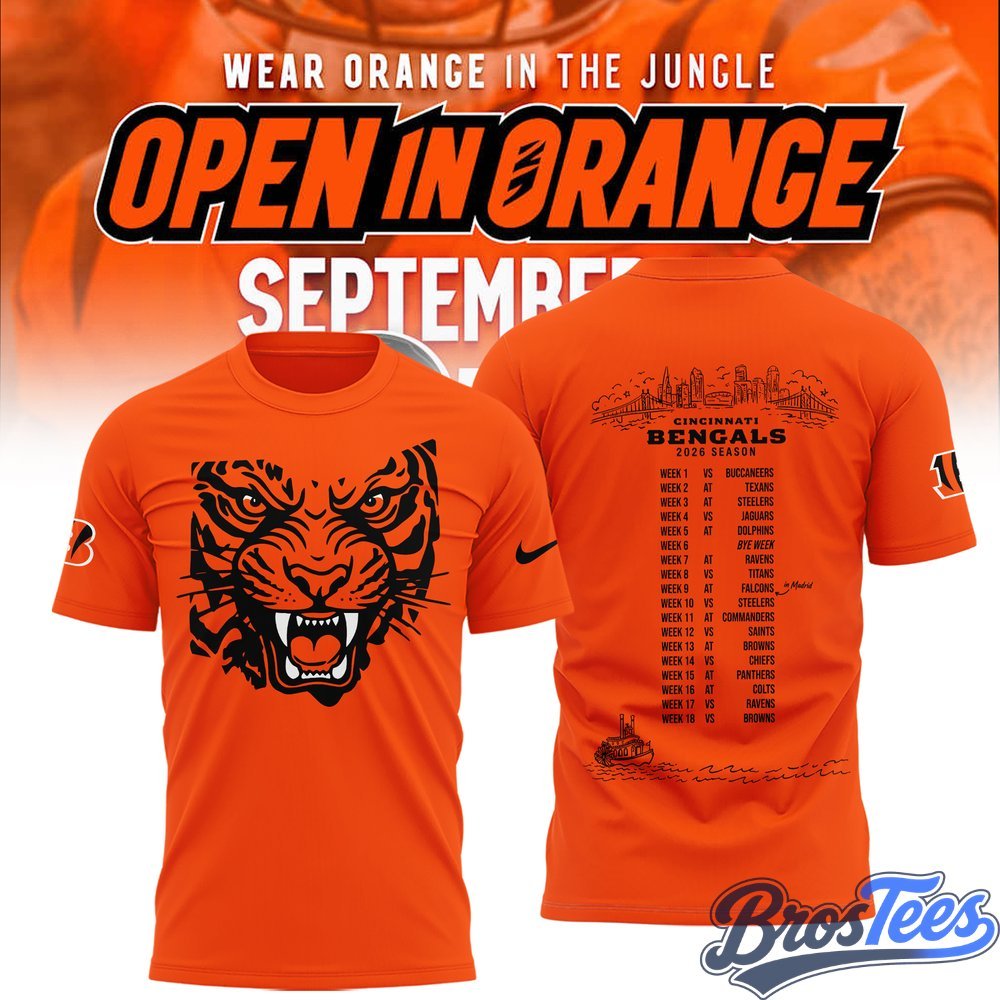Cincinnati Bengals Open In Orange T-Shirt - BrosTees