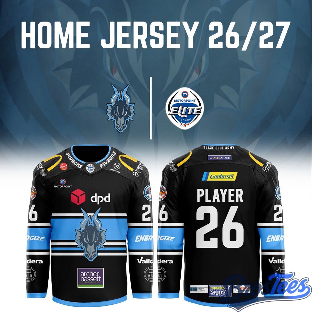 Coventry Blaze 2026-27 Black Hockey Jersey Custom - BrosTees