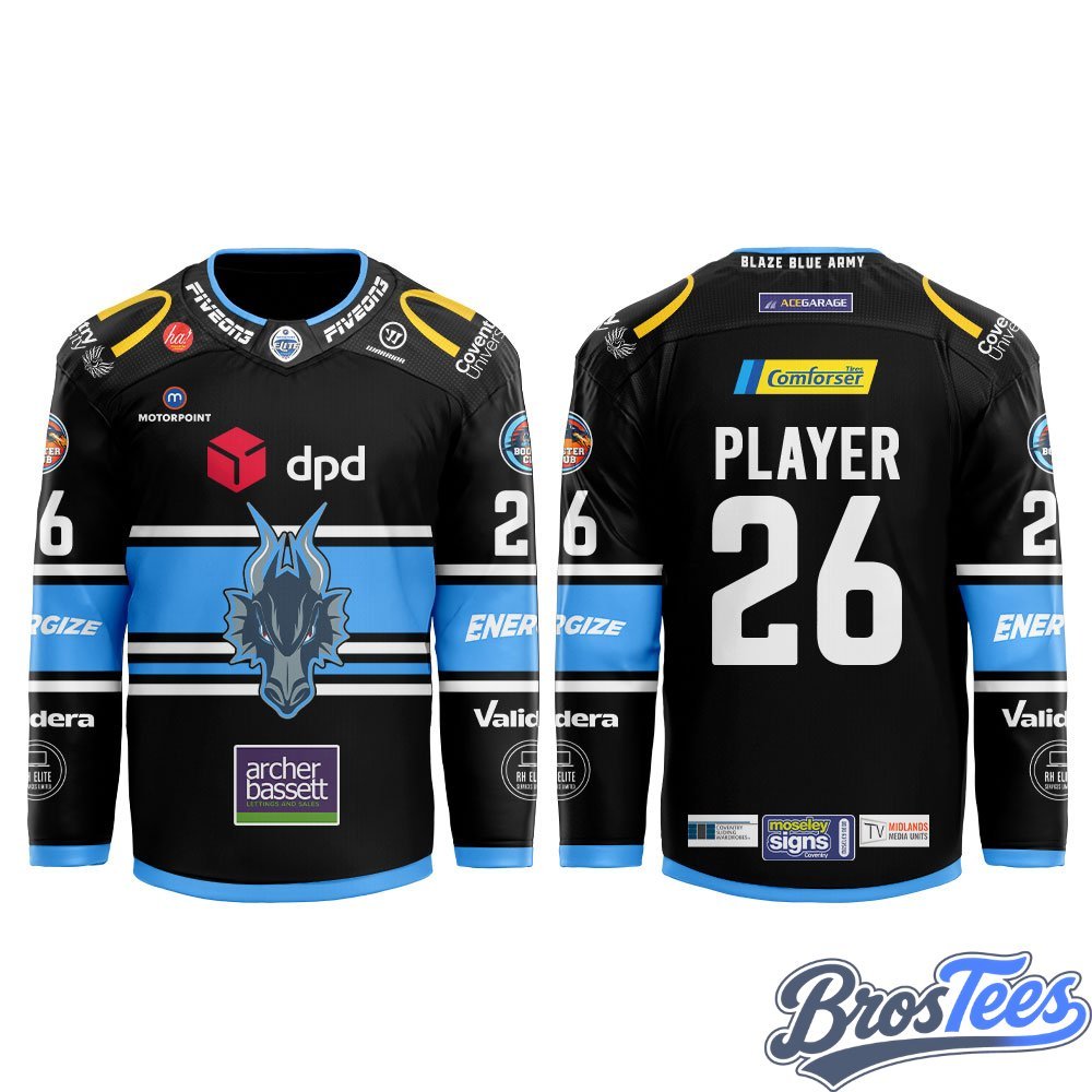 Coventry Blaze 2026-27 Black Hockey Jersey Custom - BrosTees