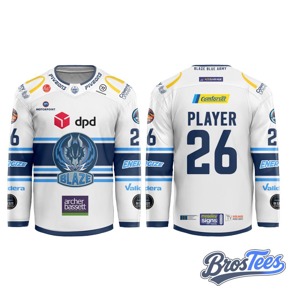 Coventry Blaze 2026-27 White Hockey Jersey Custom - BrosTees