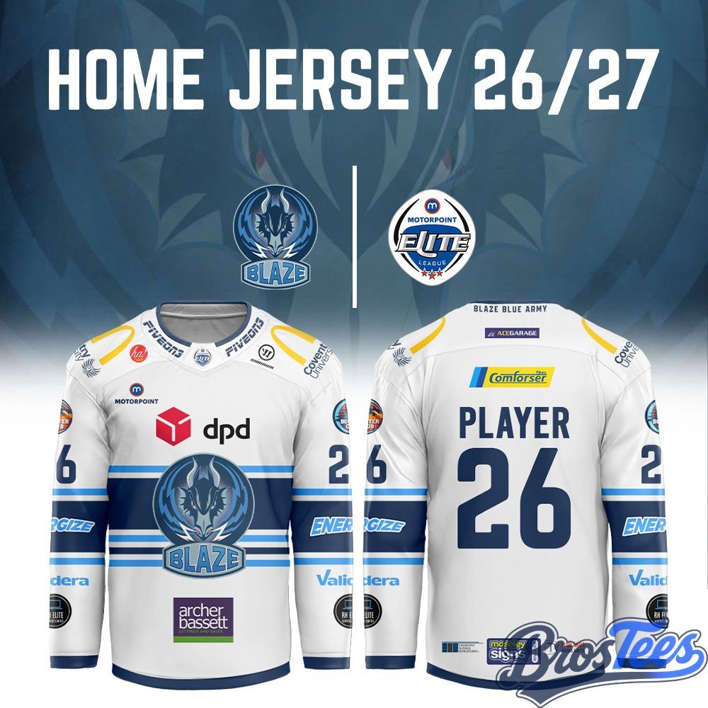 Coventry Blaze 2026-27 White Hockey Jersey Custom - BrosTees