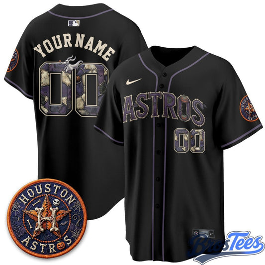 Houston Astros Halloween Nightmare Custom Baseball Jersey - BrosTees