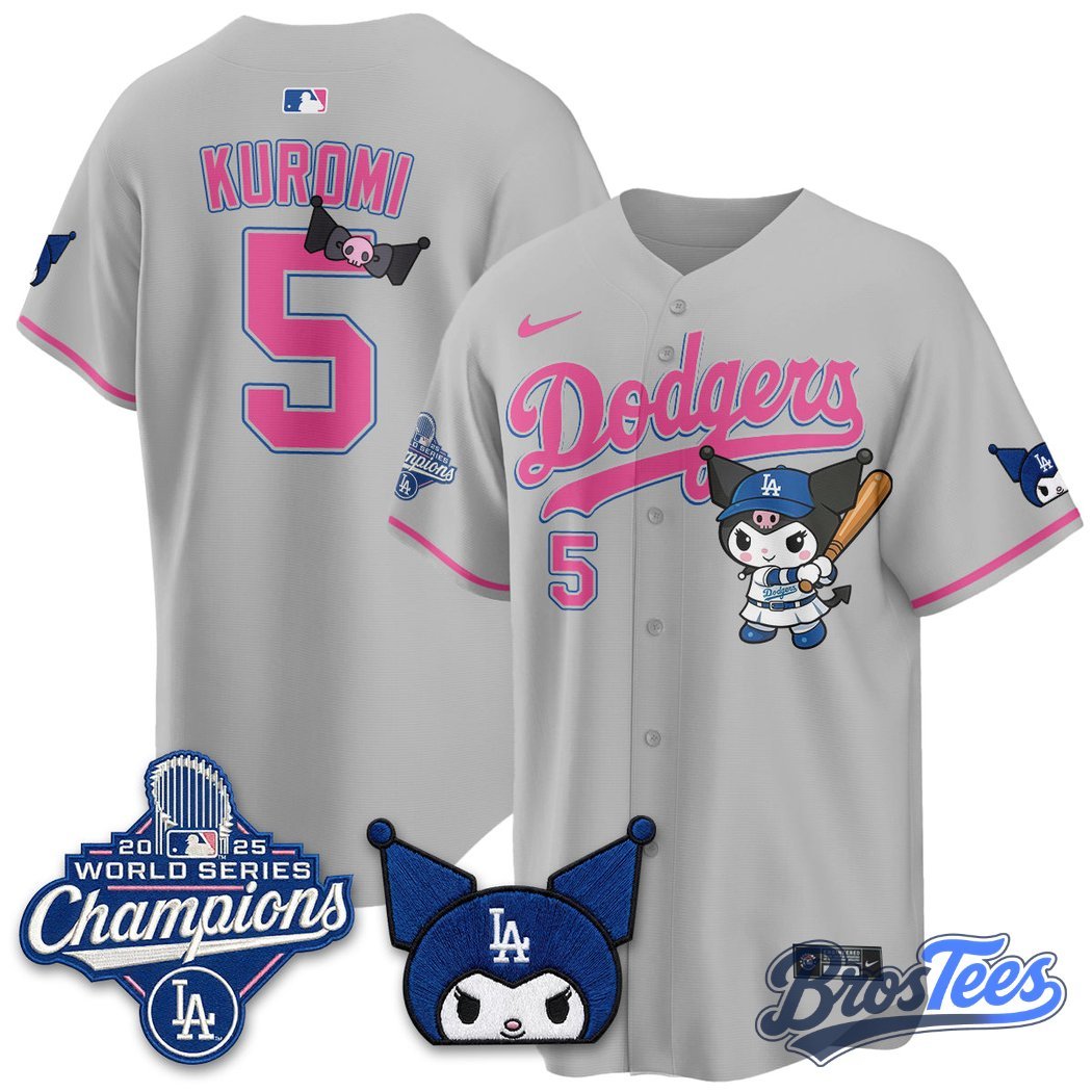 Los Angeles Dodgers x Kuromi Edition Custom Baseball Jersey - BrosTees