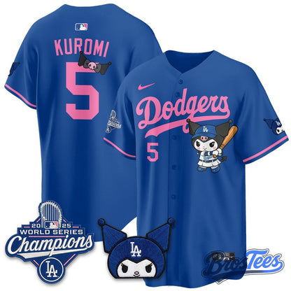 Los Angeles Dodgers x Kuromi Edition Custom Baseball Jersey - BrosTees