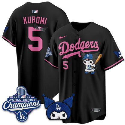 Los Angeles Dodgers x Kuromi Edition Custom Baseball Jersey - BrosTees