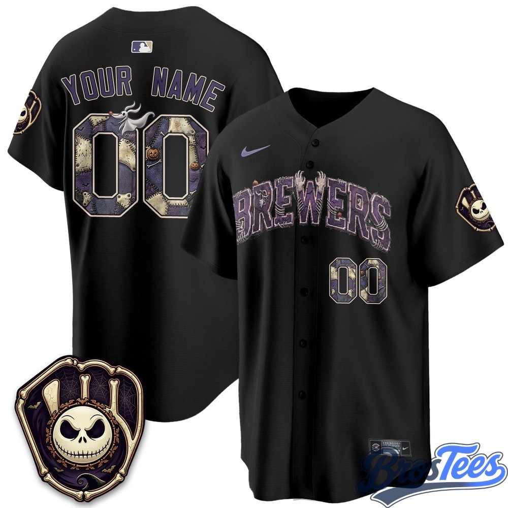 Milwaukee Brewers Halloween Nightmare Edition Custom Baseball Jersey - BrosTees
