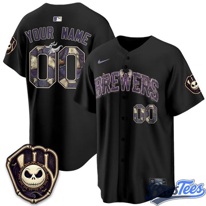 Milwaukee Brewers Halloween Nightmare Edition Custom Baseball Jersey - BrosTees