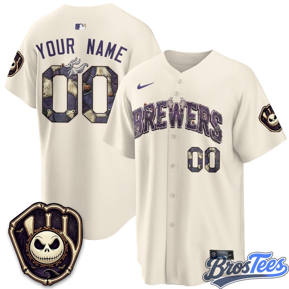 Milwaukee Brewers Halloween Nightmare Edition Custom Baseball Jersey - BrosTees