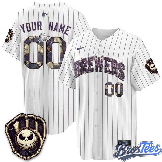 Milwaukee Brewers Halloween Nightmare Edition Custom Baseball Jersey - BrosTees