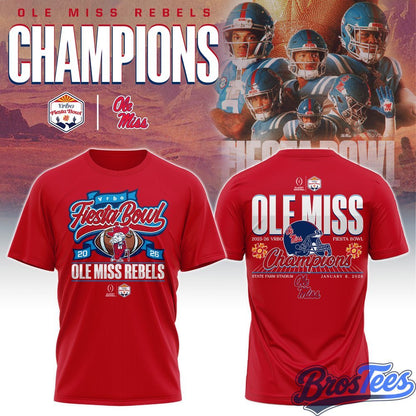 Ole Miss Rebels Fiesta Bowl Champions 2026 T-Shirt - BrosTees