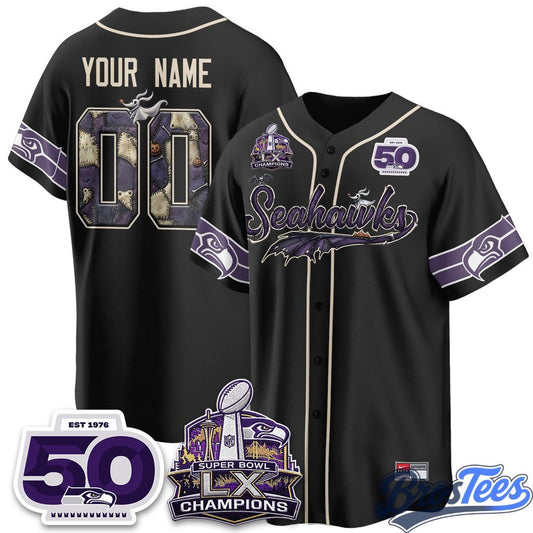 Seattle Seahawks 2026 Halloween Nightmare Edition Custom Baseball Jersey - BrosTees