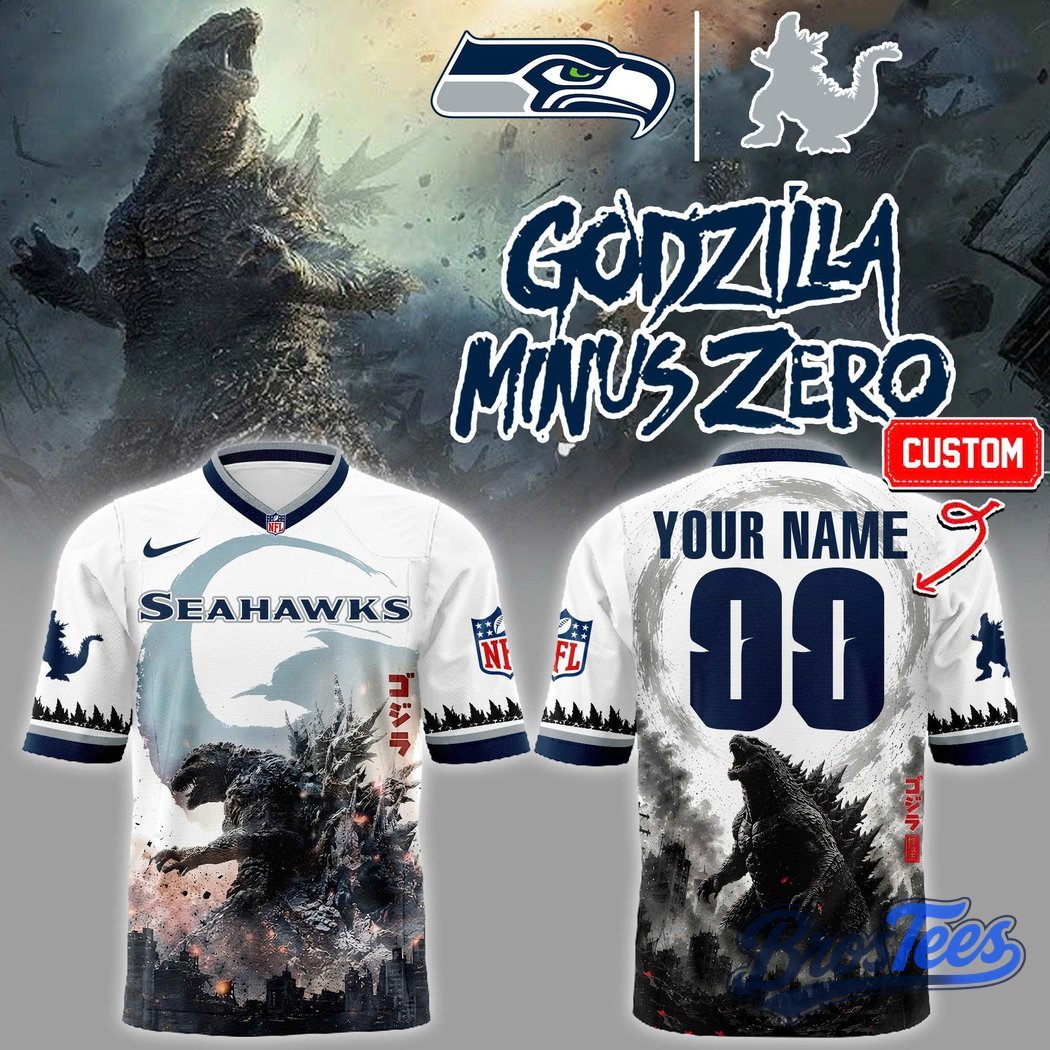 Seattle Seahawks x Godzilla Minus Zero King of the Monsters ’26 Jersey Custom - BrosTees