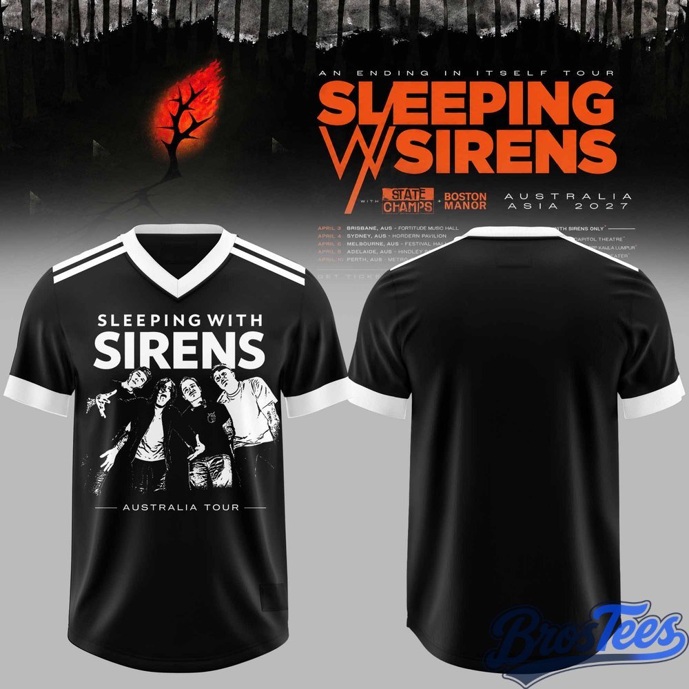 Sleeping With Sirens Australia Tour Football Jersey - BrosTees